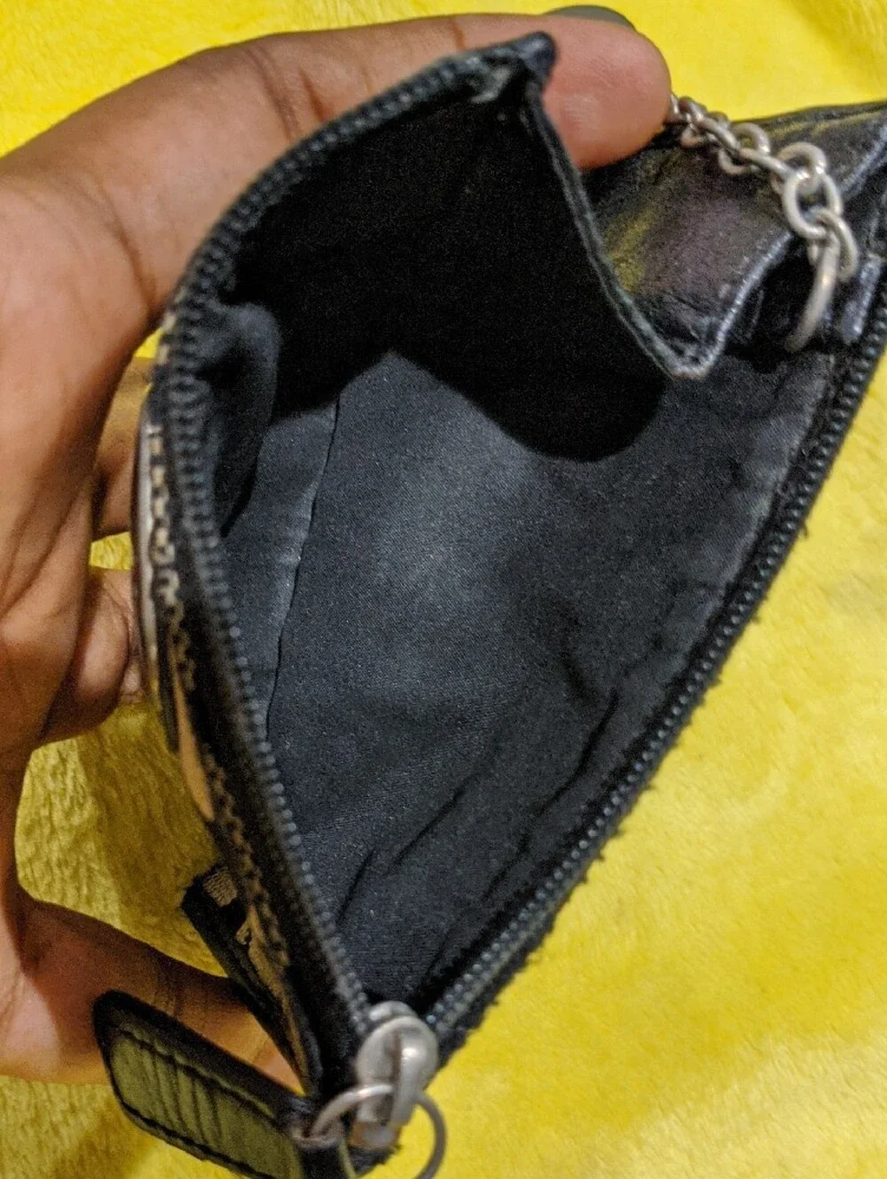Coach Black & Tan Signature Card Case Key Holder